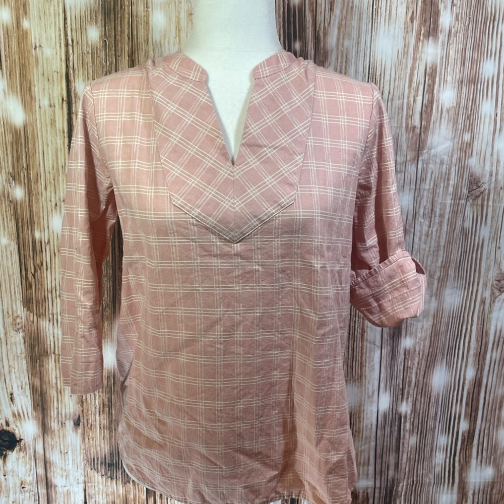 Ivanka Trump Pink Roll Tab Sleeve Top Size Medium